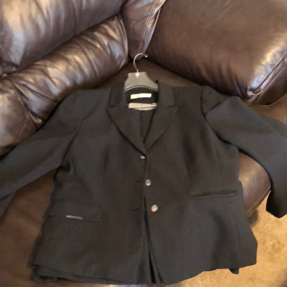 Tahari blue pinstripe suit